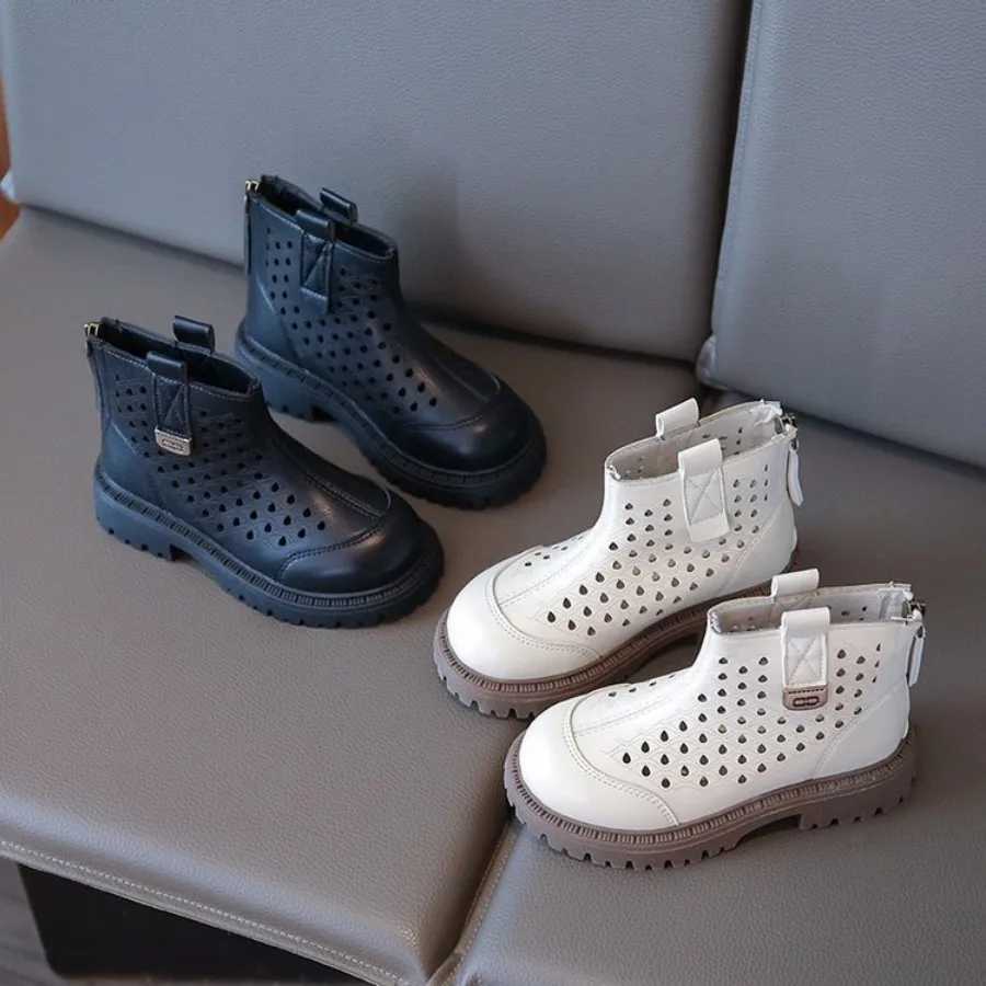 

Girls' Hollowed-out Sandal Boots - 2026 Summer New Style Breathable Classic Fashion Back Zipper Style Children's Short Boots