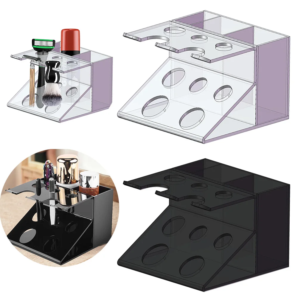 Shaving Brush Stand Safety Razor Stand with Brush Holder Razors Storage Shaving Holder Acrylic Cosmetic Storage Box