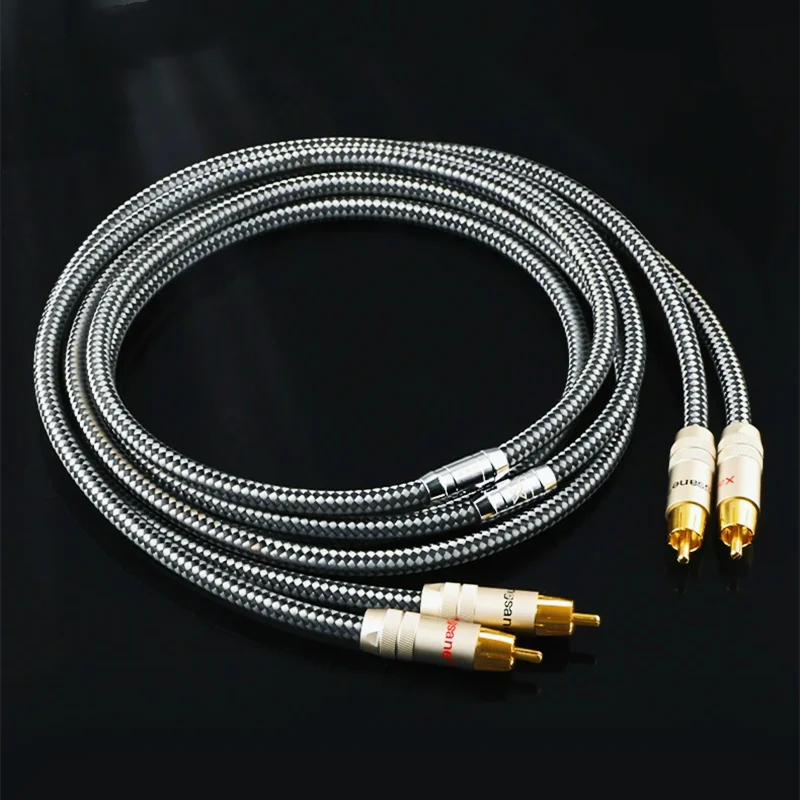 

2 Core OCC Silver Plated RCA Cable Gold Plated 2RCA To 2RCA Plug HiFi Audio Power Amplifier Interconnect Signal Cable