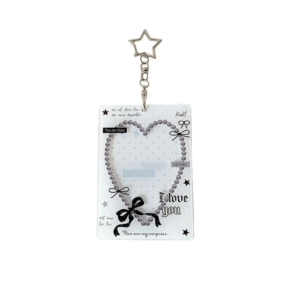 

INS Bow Design Card Sleeve Keychain Bag Pendant DIY Design Photocard Holder Transparent Photo Card Protector