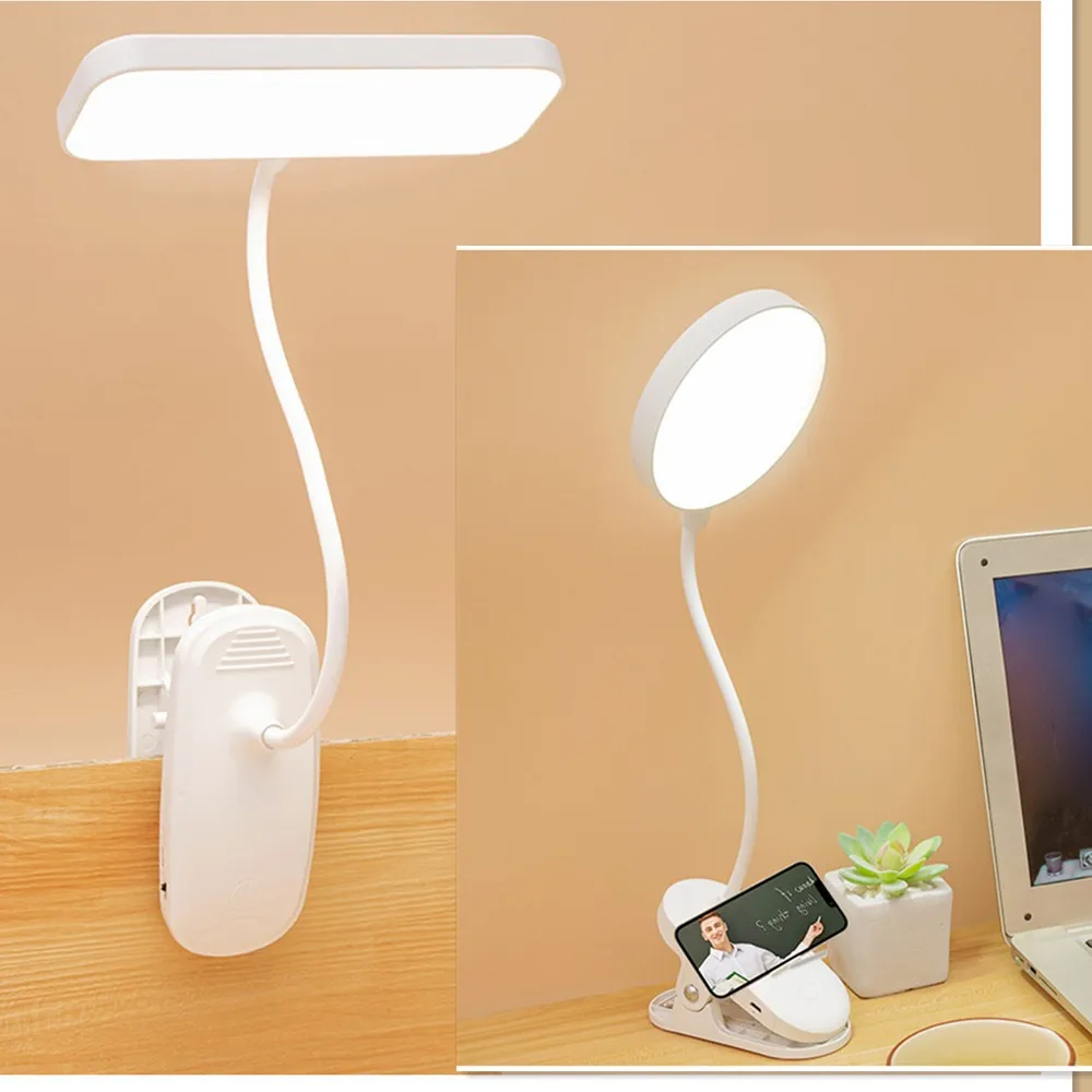 

360° Flexible Desk Lamp 3-Level Dimming Lighting With Clip Usb Rechargeable Table Lamp Bedroom Reading Book Night Light