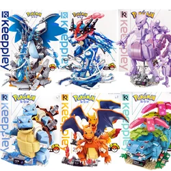 Original Keeppley Pokemon DIY Building Blocks Pikachu Charizard Venusaur Greninja Mewtwo Blastoise Action Anime Model Kids Toys