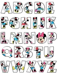 Disney Minnie Mouse 26 letters custom patch Iron-on transfers for children clothing DIY girls clothes printing