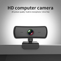 High definition 2K network camera with microphone USB plug, suitable for rotating mini cameras on PCs, laptops, and desktops