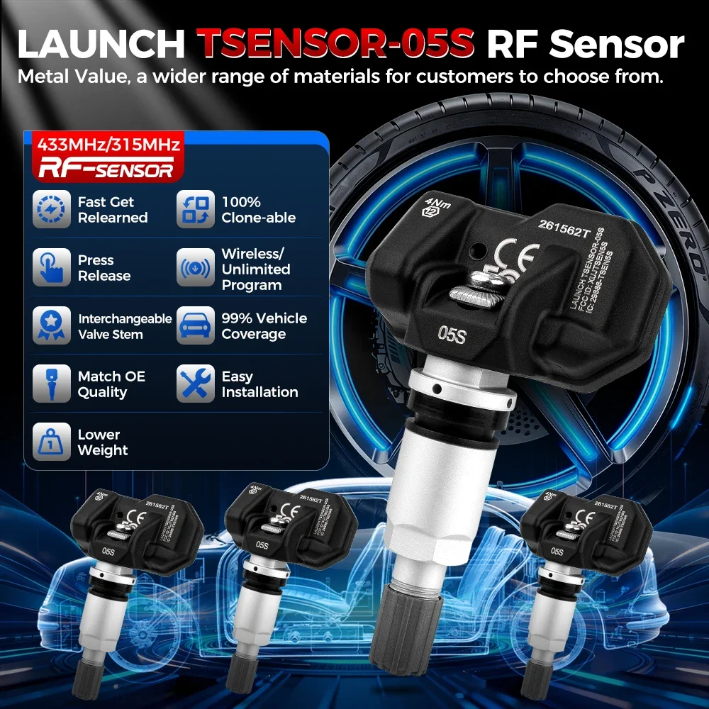 Launch X431 TSENSOR-05S Sensor 315/433MHZ 2in1 Car Tpms Tire Pressure Sensor Repair  Program Work With LAUNCH CRT5011E I-TPMS