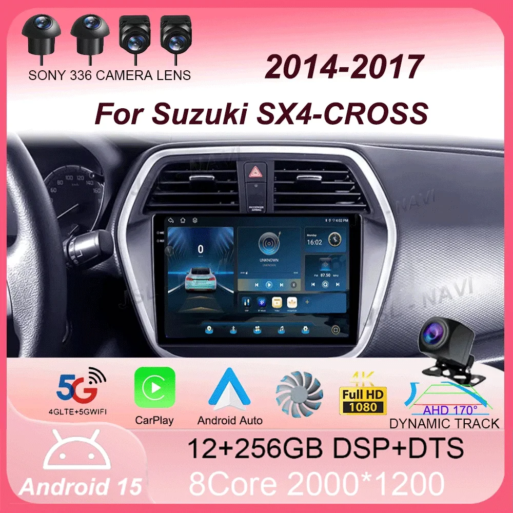 

Car Radio Carplay Auto WIFI+4G For Suzuki SX4-CROSS 2014-2017 Android 15 Multimedia Video Player Navigation GPS Stereo Head Unit