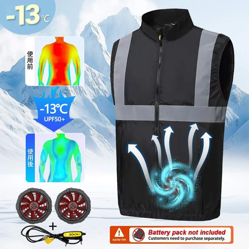 

New Summer UV Protection USB Fan Cooling Reflective Vest for Outdoor High Temp Work, Waterproof Fishing Vest