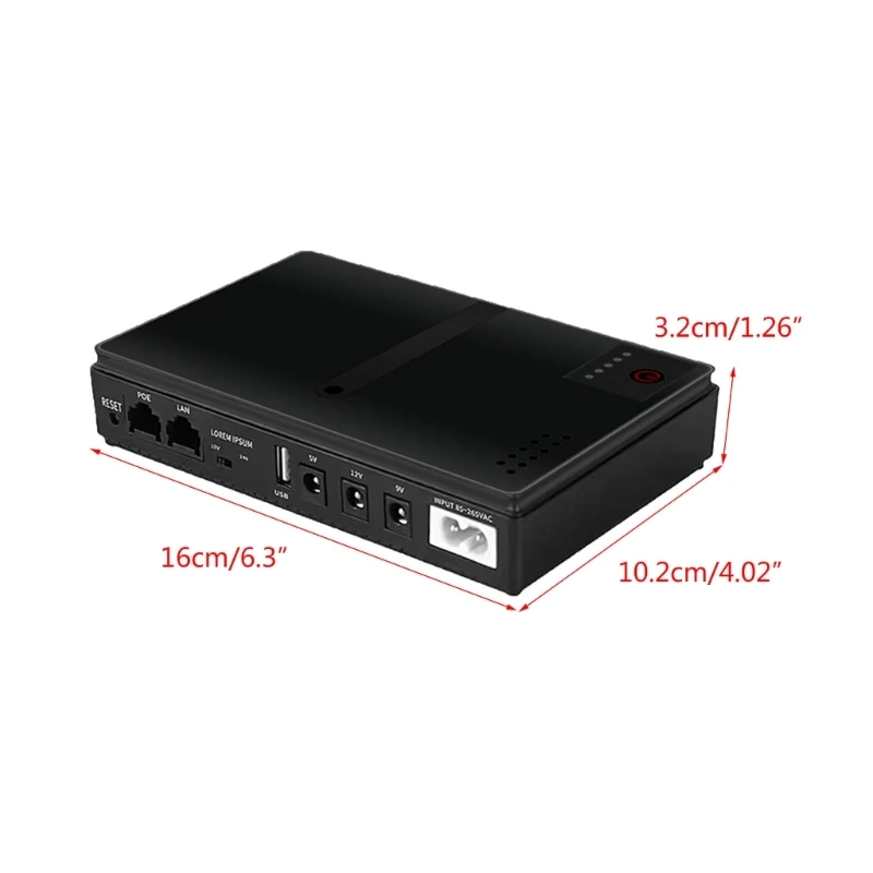 Compact UPS Battery Backup for House Router,Monitor,Security Camera Uninterrupted Power Supply with 10400mAh Capacity