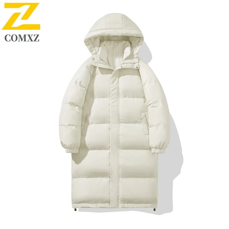 COMXZ Men Parker Coat 2025 Trendy Solid Color Ski Travel Warm Loose Hiking Cotton Padded Jacket Windproof Street Puffer Jackets