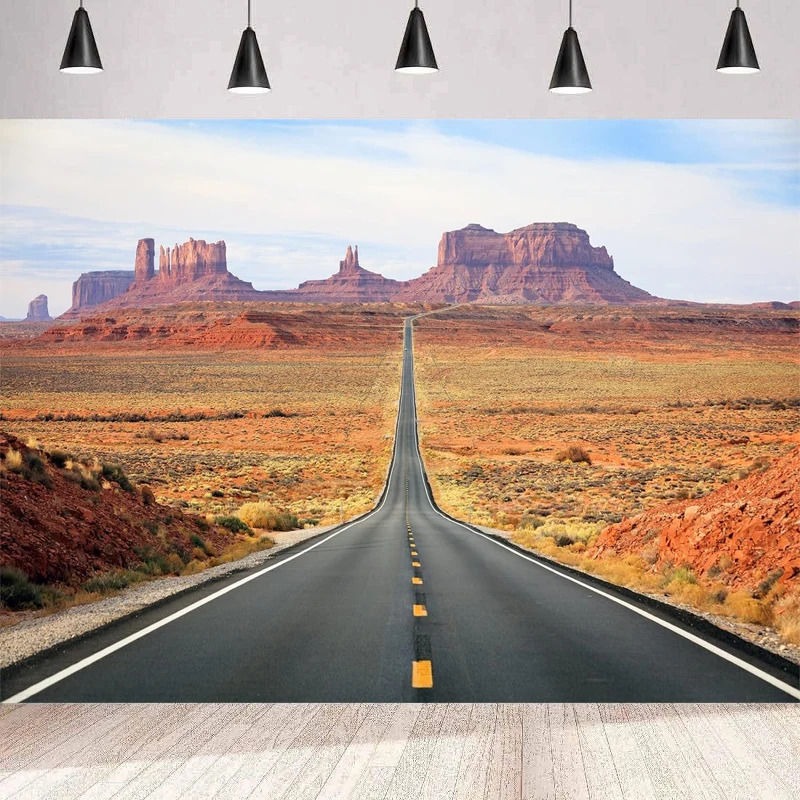 Arizona Photography Backdrop Desert Road To Monument Valley Country Highway Utah Background Wall Western American Travel Poster