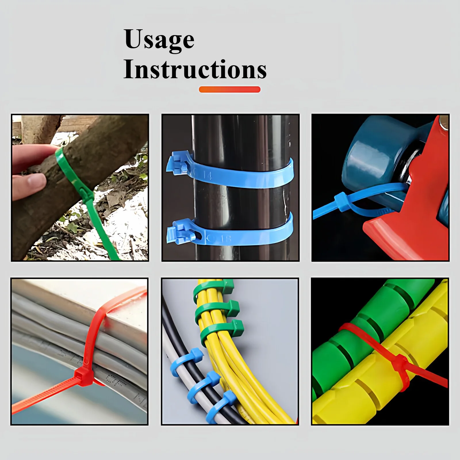 

100PCS Plastic Nylon Cable Ties Self-locking Cord Ties Straps Adjustable Cables Fastening Loop Home Office Wire Zip Ties