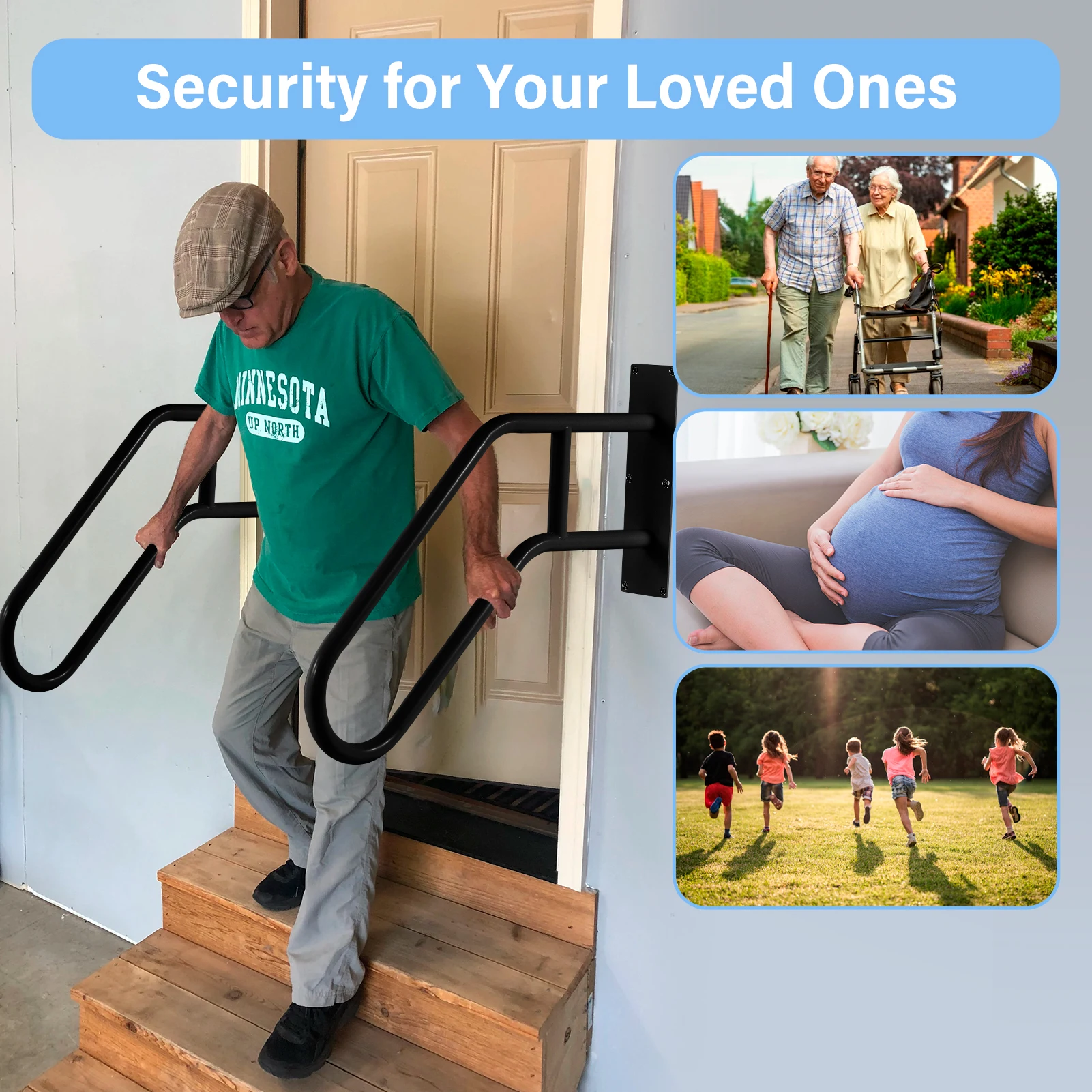 

2pc Stainless Steel Hand Rails for 1-3 Steps, U-Shaped Safety Grab Bars for Outdoor/Indoor Use - Wall-Mounted Stair Railings