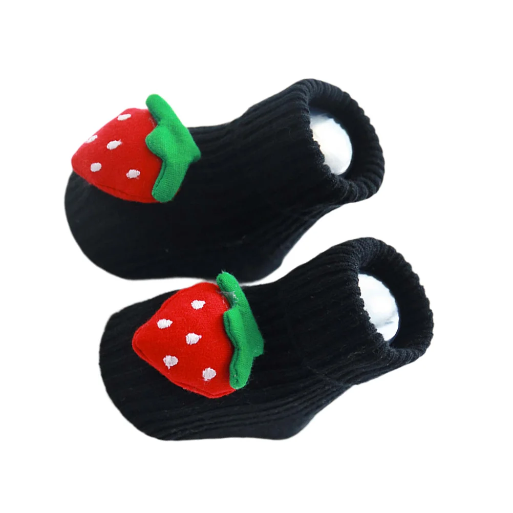 

Baby Floor Socks Anti-Slip Cotton Winter Autumn Size M Black Strawberry Suitable 1-3 Years Toddlers Footwear Comfortable Safe