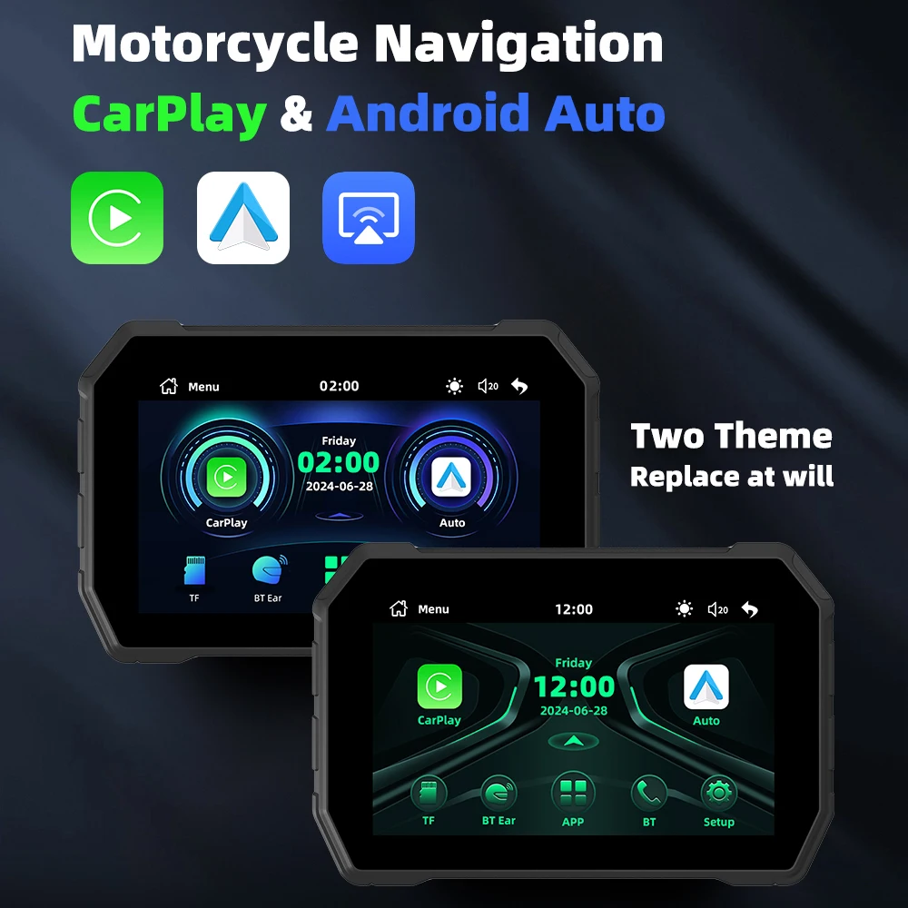 

5 inch Wireless CarPlay Moto Android Auto Motorcycle GPS Navigation Display Screen Portable Digital Motorcycle Dashboard
