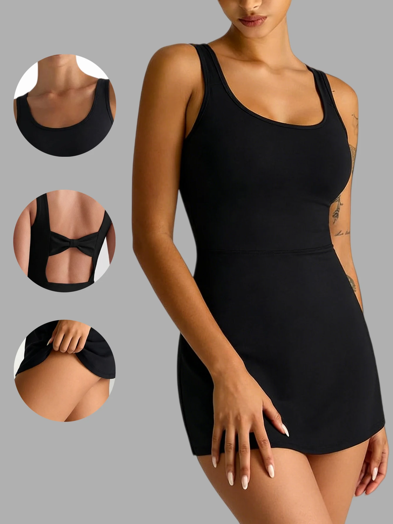 Women's Tennis Sport Dress Cross Back Design Lightweight Breathable Comfortable Skin-Friendly Fashionable Sportswear