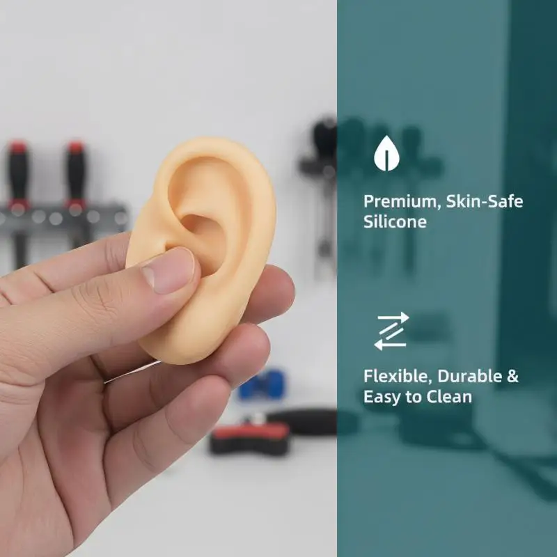 Soft Silicone Ear Model Reusable For Tattoo Practice Piercing Jewelry Display Earring Stud Training Practice Tool For Artist Use