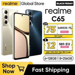 Supervooc充電付きRealme-C65スマートフォン,50MP aiカメラ,45W, 6.67インチ大画面,5000mAhバッテリー,helio g85,NFC