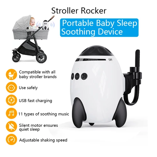 Imagen 1 del producto Cochecito balancín sonido dispositivo calmante USB recargable balancín portátil inalámbrico Bluetooth ayuda para dormir dispositivo vibratorio para dormir