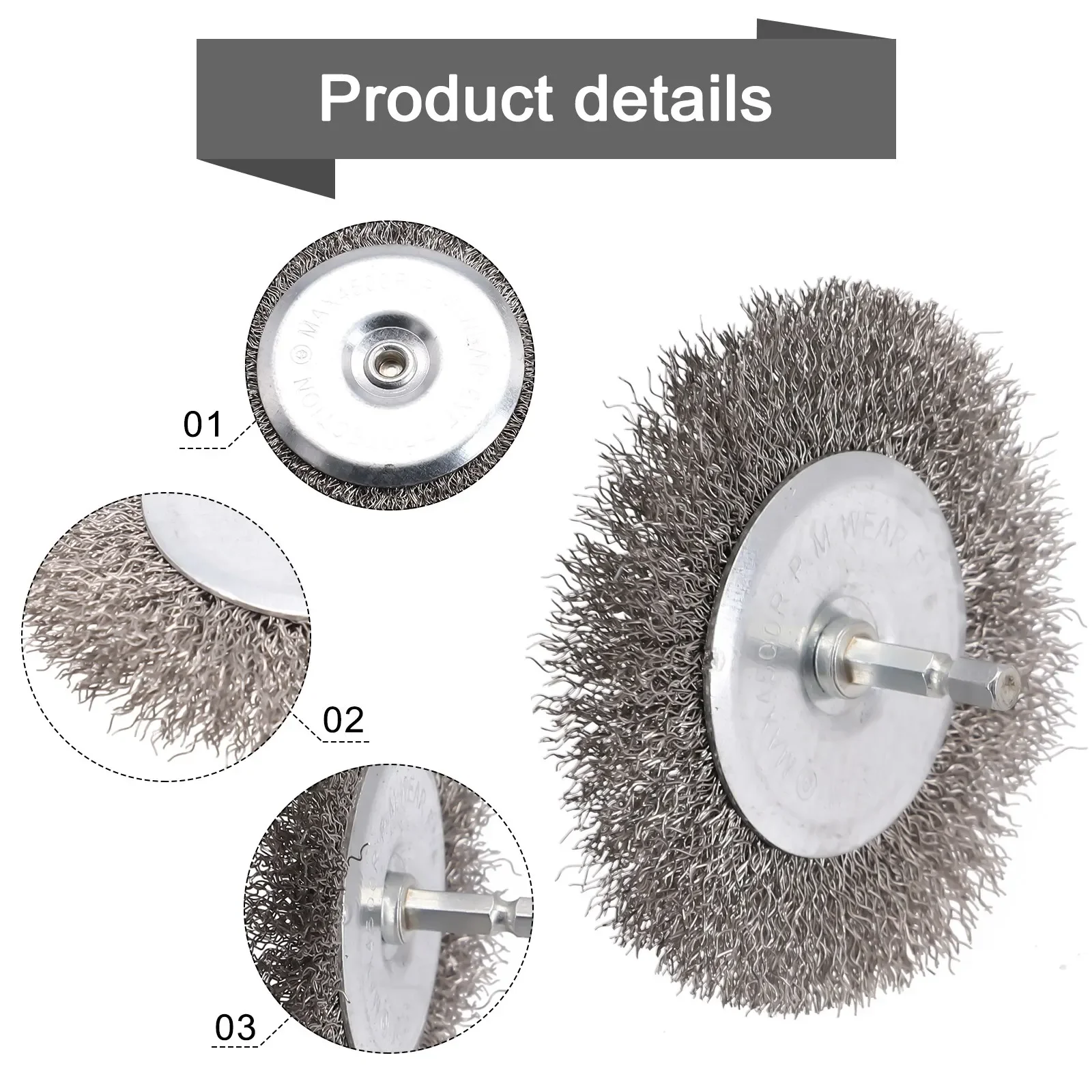 

New Brushes Wire Wheel 0.3mm Carbon Steel Crimp Wire Removes Burrs Removes Dust Removes Rust Shank Diameter 6mm