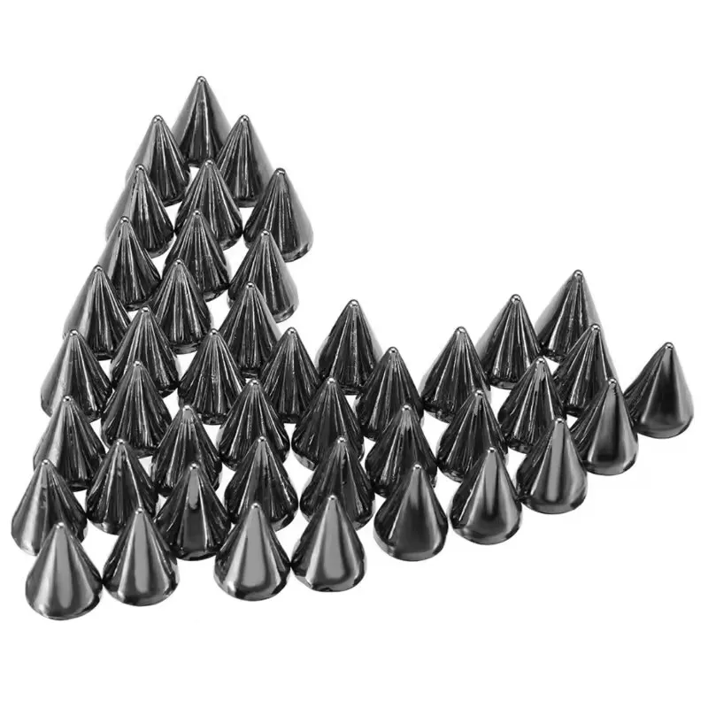 100Pcs Black Gold Silver Cone Studs and Spikes DIY Craft Cool Punk Garment Rivets for Clothes Bag Shoes Leather DIY Handcraft