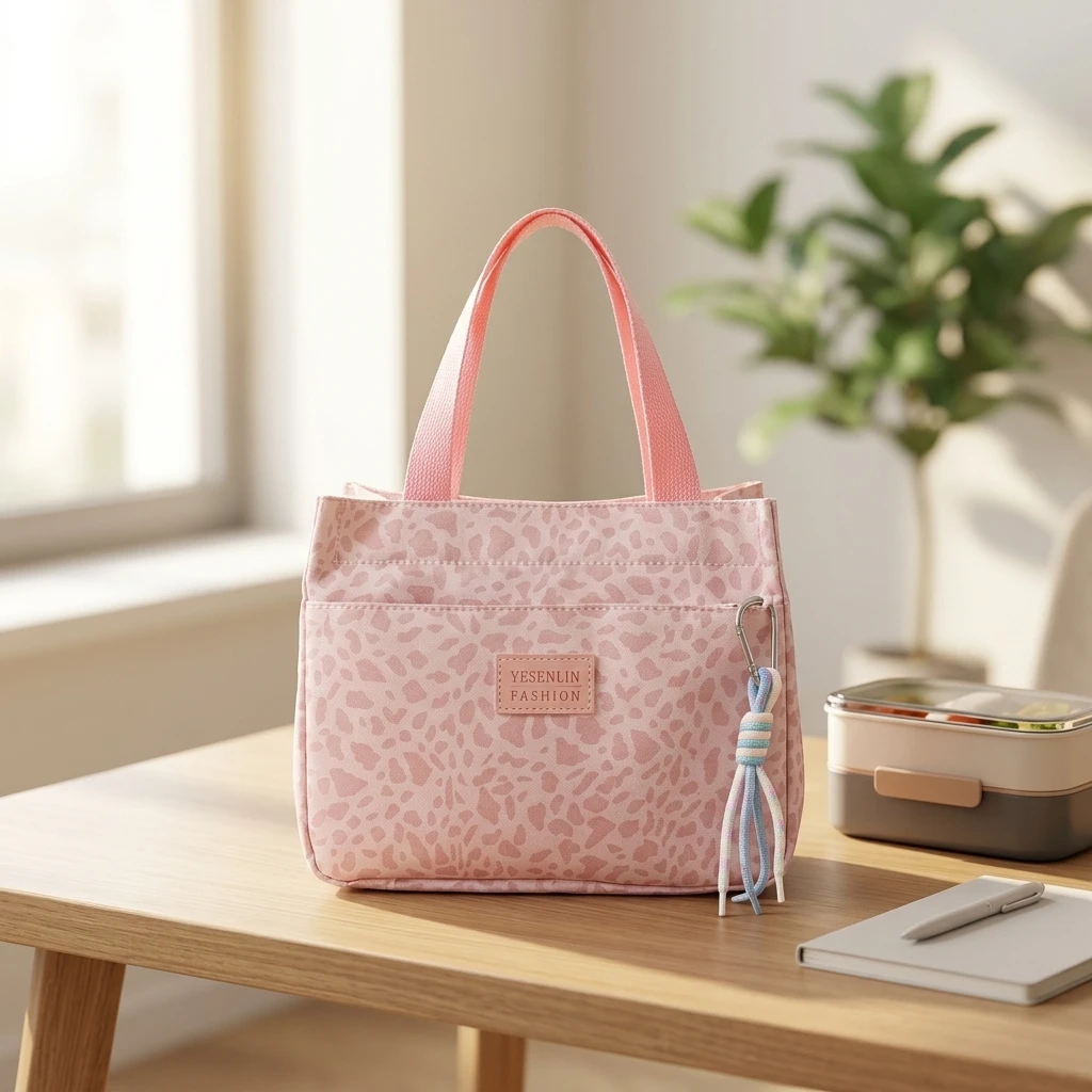 Large Capacity Canvas Handbag Durable for Work Women's Leopard Print Tote Lunch Bag Commuting School Travel Storage Pouch