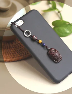 

Natural lobular rosewood mobile phone pendant car key chain creative birthday holiday gift