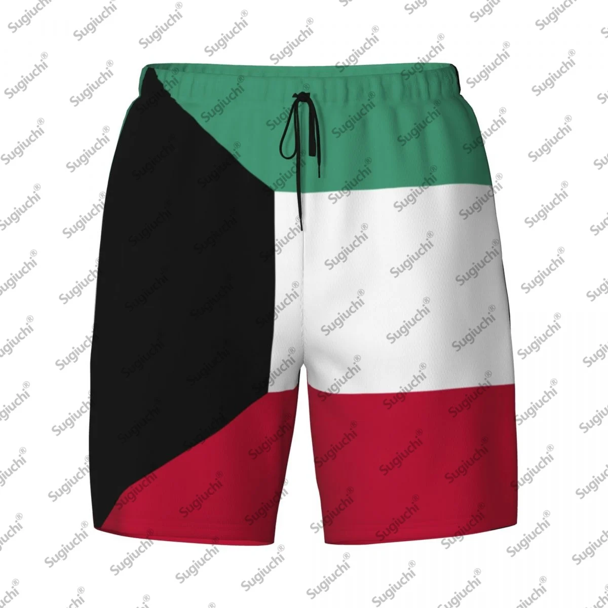 

2025 Кувейт Флаг Топ с 3D принтом Мужские плавки Гавайский купальный пляж 2 в 1, быстросохнущие летние шорты для плавания с карманами