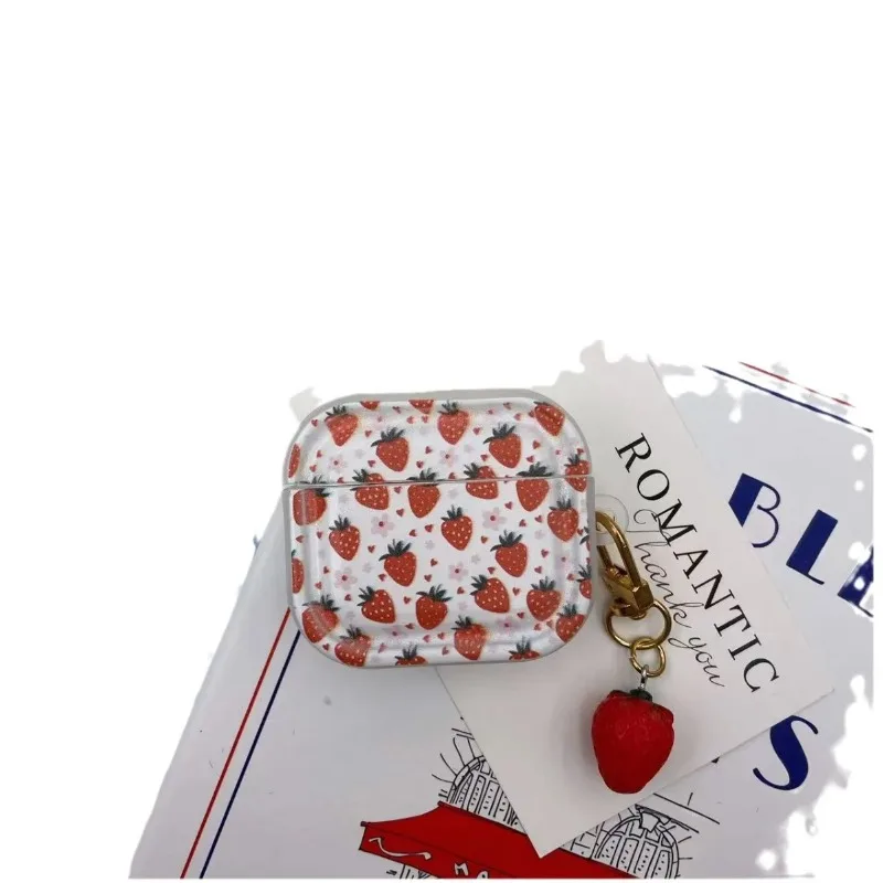 لطيف ليتل الفراولة غطاء لابل AirPods 4 حقيبة سماعة الاذن ل Airpods Pro 2 3 2 1 واقية سماعة غطاء مع المفاتيح #6