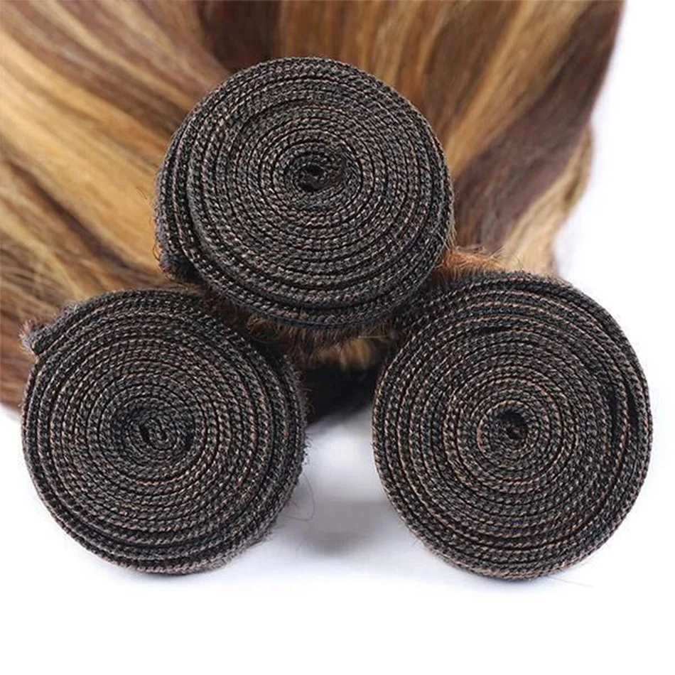 20 22 24Inch P4/27 Straight Bundle Human Hair 12A Highlight Straight Bundles 100% Human Hair Honey Blonde Bundles Top Quality image 4
