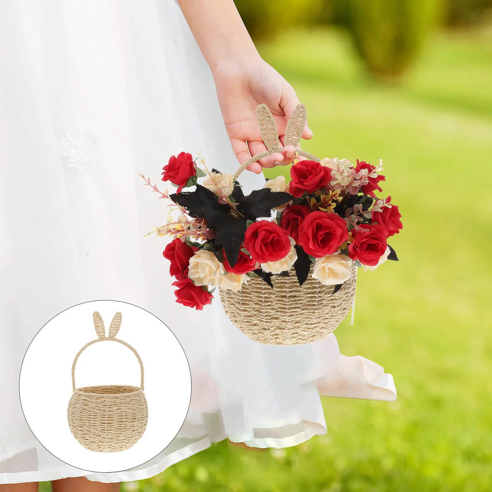 

Плетеная корзина ручной работы в форме кролика, маленькая корзина для пикника, контейнер из бумажной веревки, корзина для хранения, подарочная декоративная корзина в стиле фермерского дома, для вечеринок, DIY