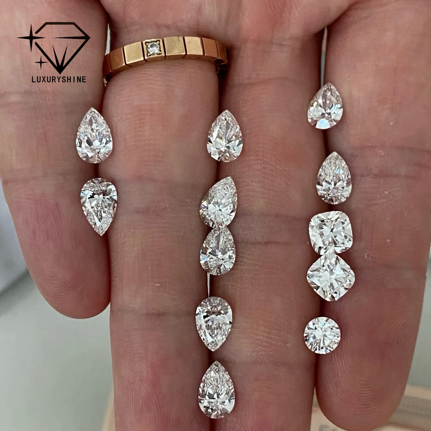

LuxuryShine VVS2-VS1 1-5CT D-F Lab Grown Diamond Loose Diamonds Heart/Princess/Oval/Round/Cushion/Pear/Asscher custom Jewelry
