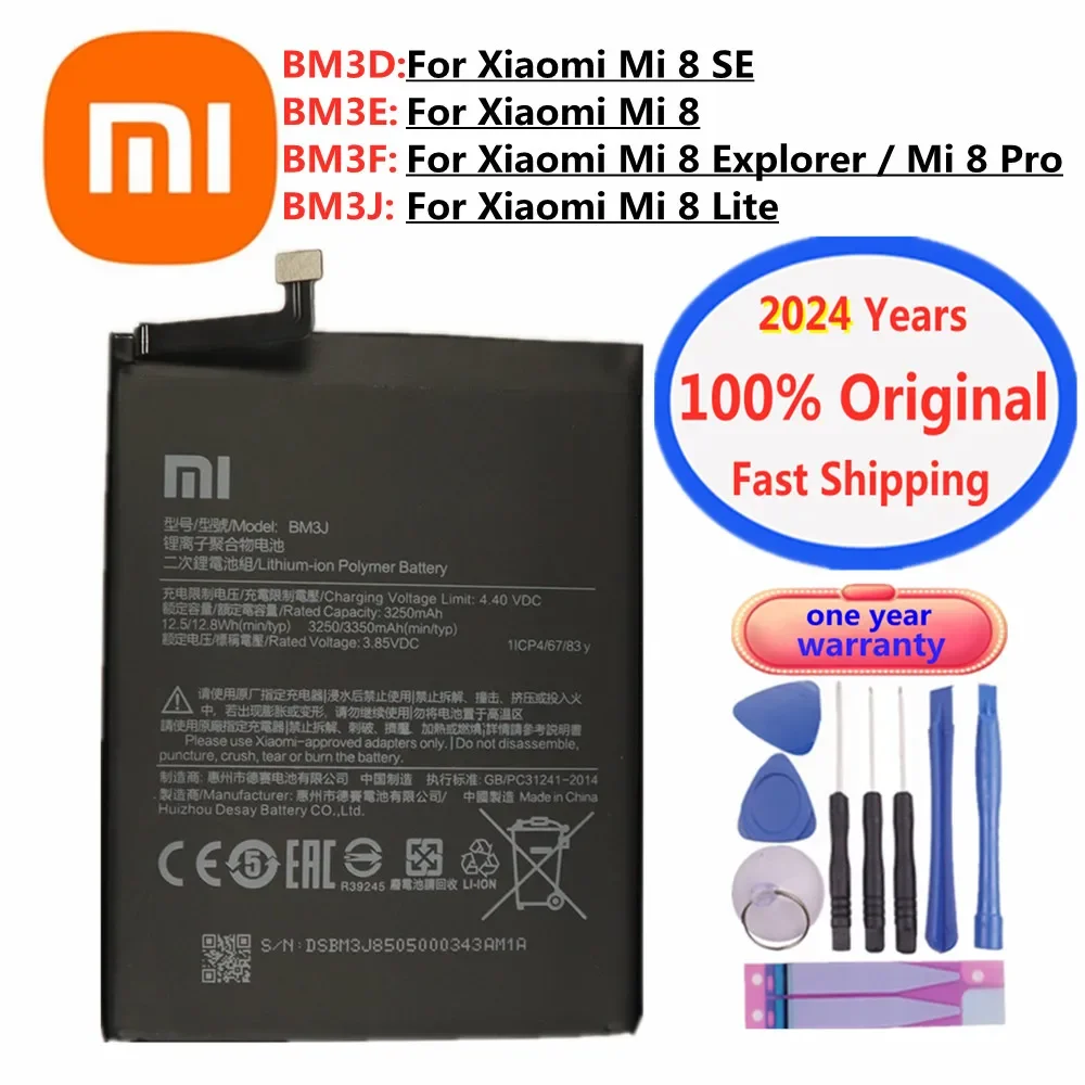 

2024 Year 100% Original Battery BM3J BM3E For Xiaomi 8 Mi 8 Lite Mi8 Lite Pro SE Mi8 Explorer Phone High Quality Battery Bateria
