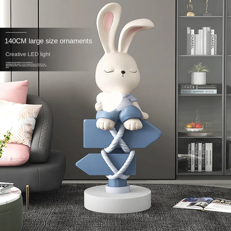 Creative Bunny Large Floor Ornaments Internet Celebrity Home Ornament Moving into the New House Gift