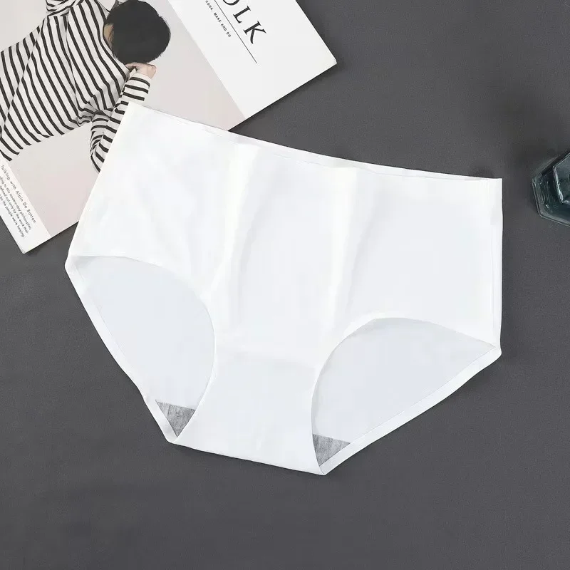 Cuecas sem costura sem costura para mulheres e meninas, seda gelada, simples, monocromáticas, finas, respiráveis, bem próximas, verão, 1 pc