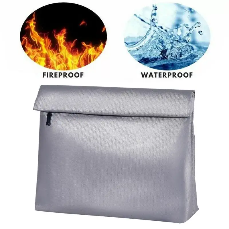 

portable Fireproof Document Bag Waterproof Money Bags Fire Safe Storage Pouch with Zipper Cash File Envelope Holder for Home