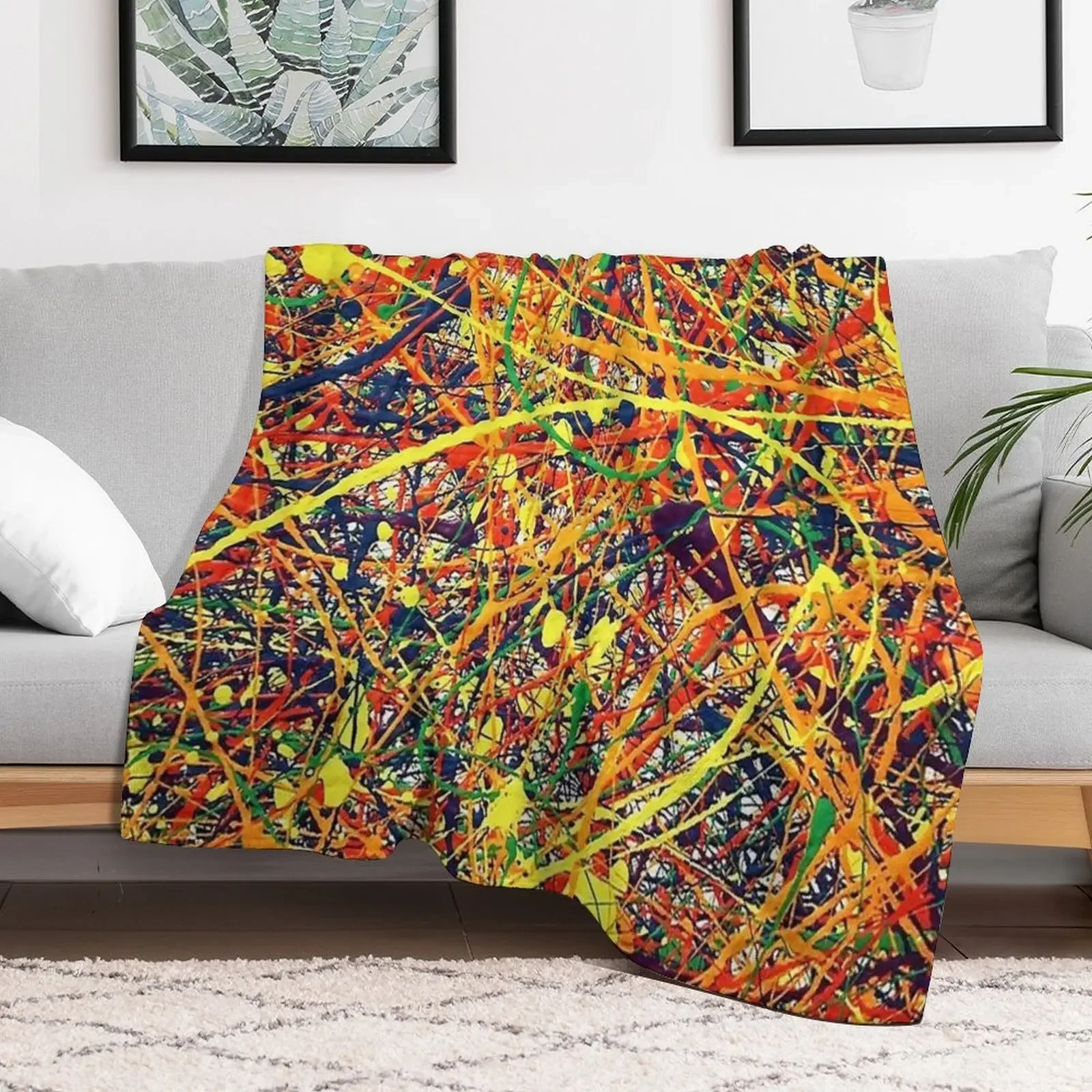 Abstract Jackson Pollock Painting Original Art Throw Blanket Polar Vintage Luxury St Blankets