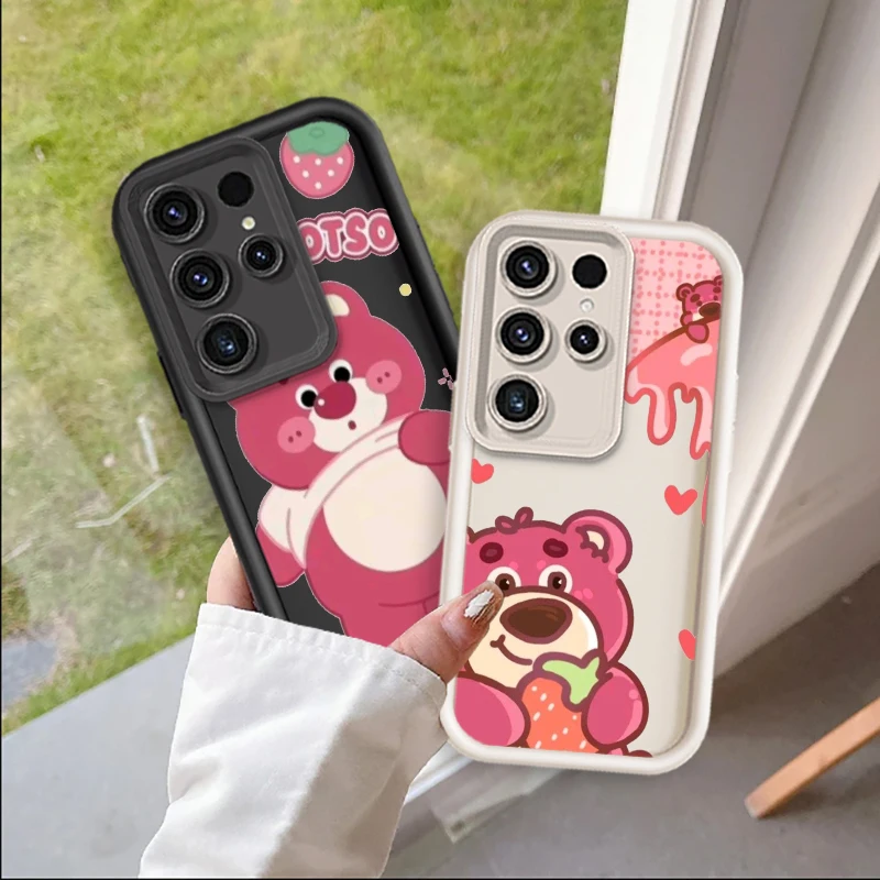 Cute Lotso Huggin Bear For Samsung Note 20 S24 S23 S22 S21 S20 Ultra Plus FE A25 A23 A22 A15 A31 5G Eye Ladder Cover Phone Case