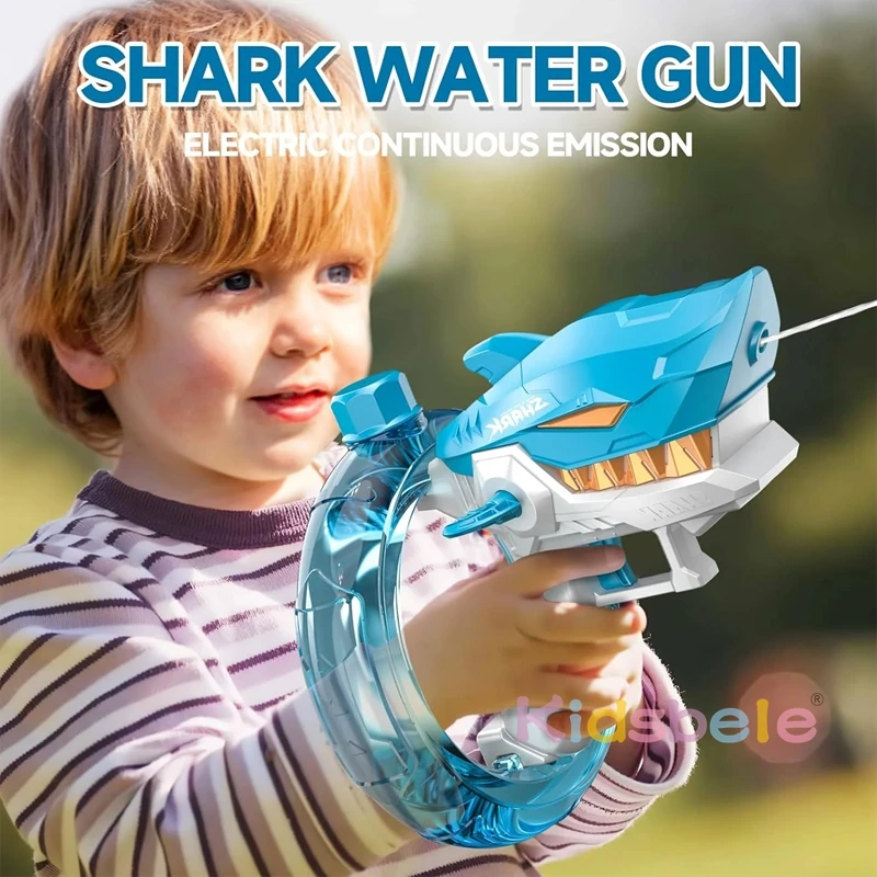 Pistolet à eau électrique en forme de requin, odorà eau cool, jouets d'extérieur, piscine, plage