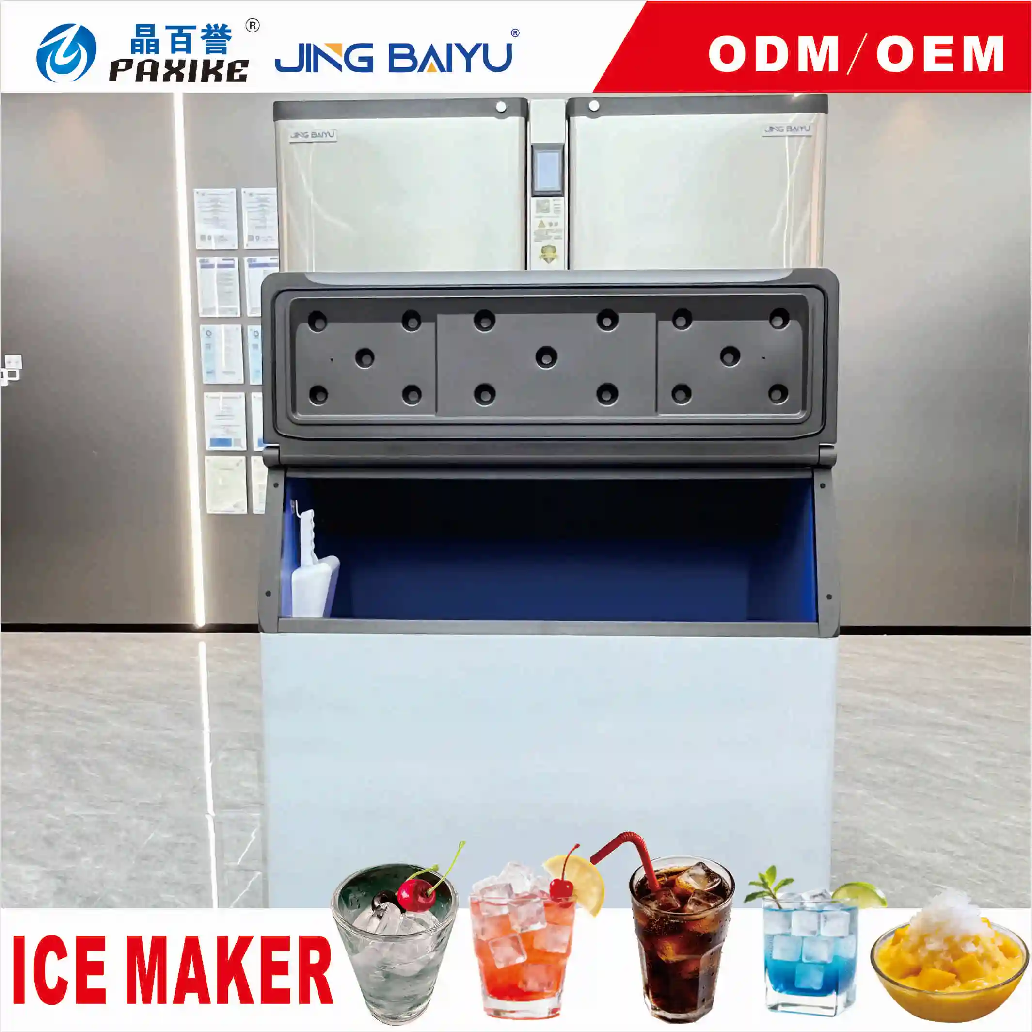 650kg 860kg Semi-square Ice Machine Water Cooled Air Cooling Fully Automatic Ice Maker for Hotel Kitchen Supplies