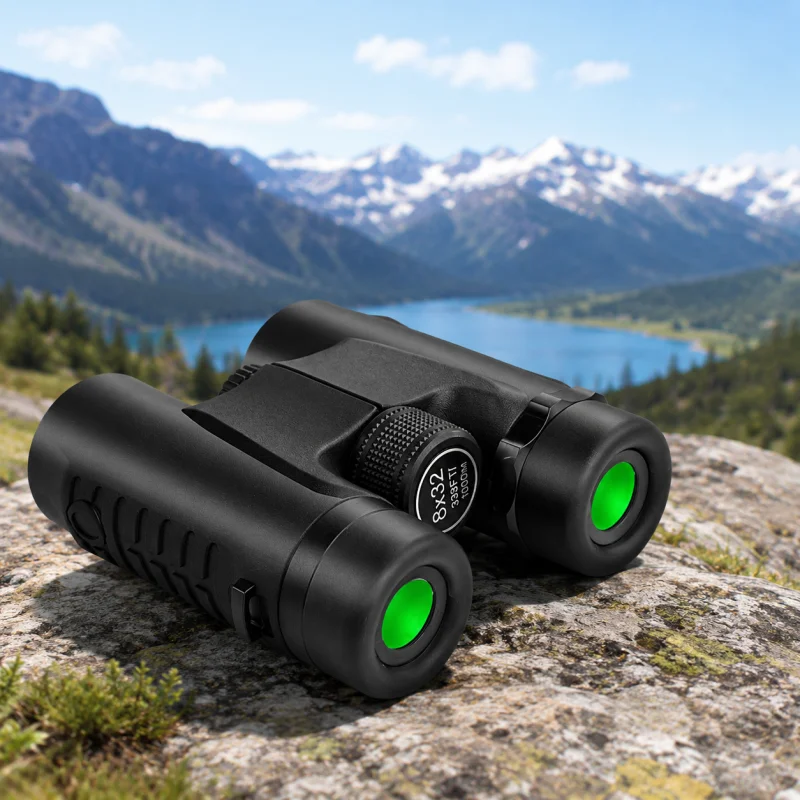 8X32 High Power HD Binoculars, Full Optical Glass BAK4 Prism FMC Coating Low Light Vision Waterproof Shockproof Outdoor Portable