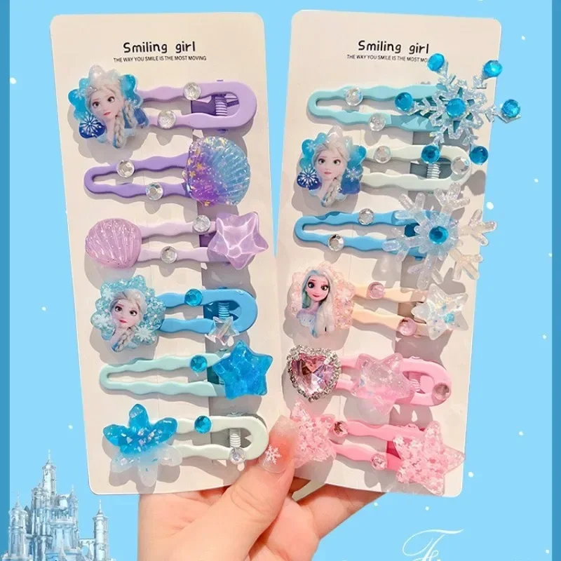 3pcs/set Disney Princess Hairpins Cartoon Anime Frozen Elsa Girls Broken Hair Bangs Chuck Headwear Baby Hair Clip for Kids Gifts