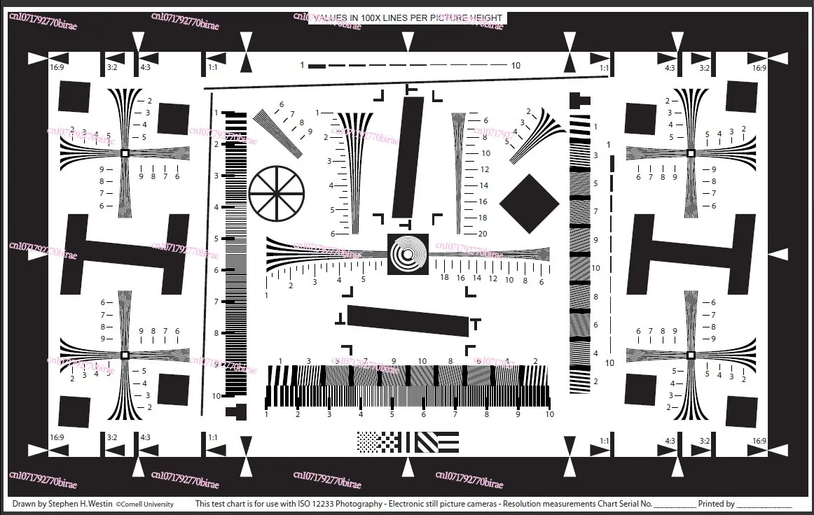 

Original 2000 Line ISO12233 Resolution Test Card Camera Engineering Security Instrument Test