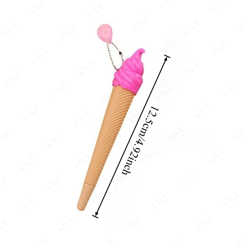 12색 아이스크림 중성펜 귀여운 펜던트 창의적인 학생 문구 사무용 검정색 서명펜 학생 어린이 선물