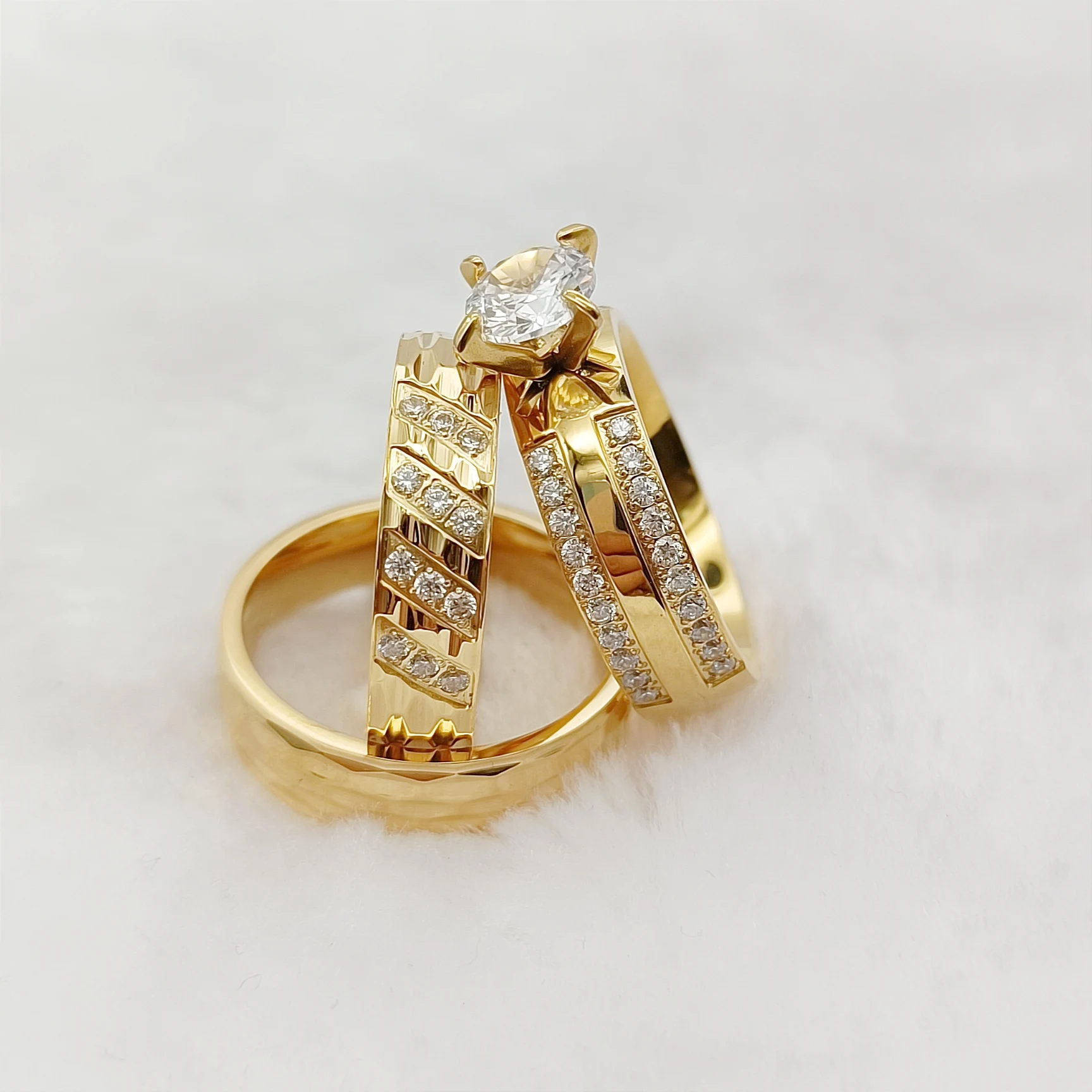 3pcs Anniversary Sale Matching - Couple Ring Set review and price