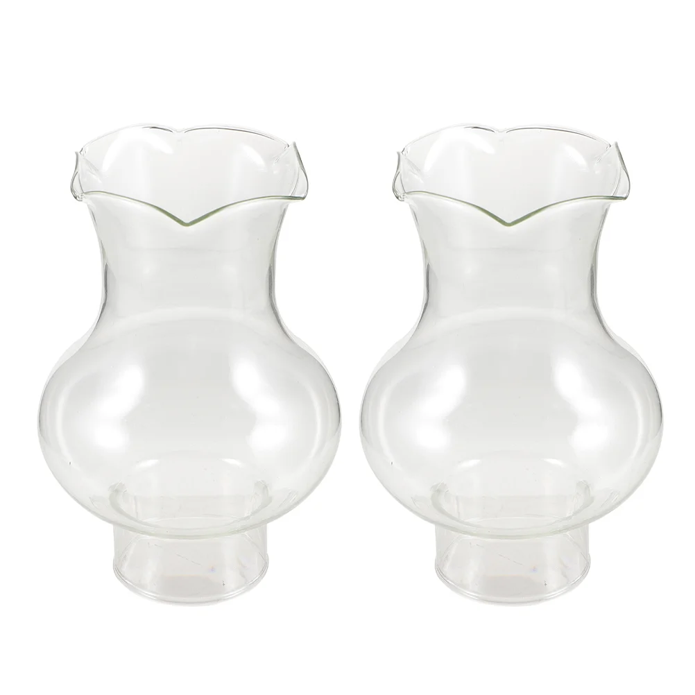 

2 Pcs Chimney Old Fashioned Kerosene Lamp Accessories Shade Oil Glass Clear Cover