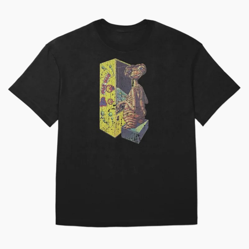 E.T. Arcade The Extra Terrestrial t shirt Retro Alien Movie Graphic Tee for Sci-Fi Fans 100% cotton printed All size Tops S-6XL