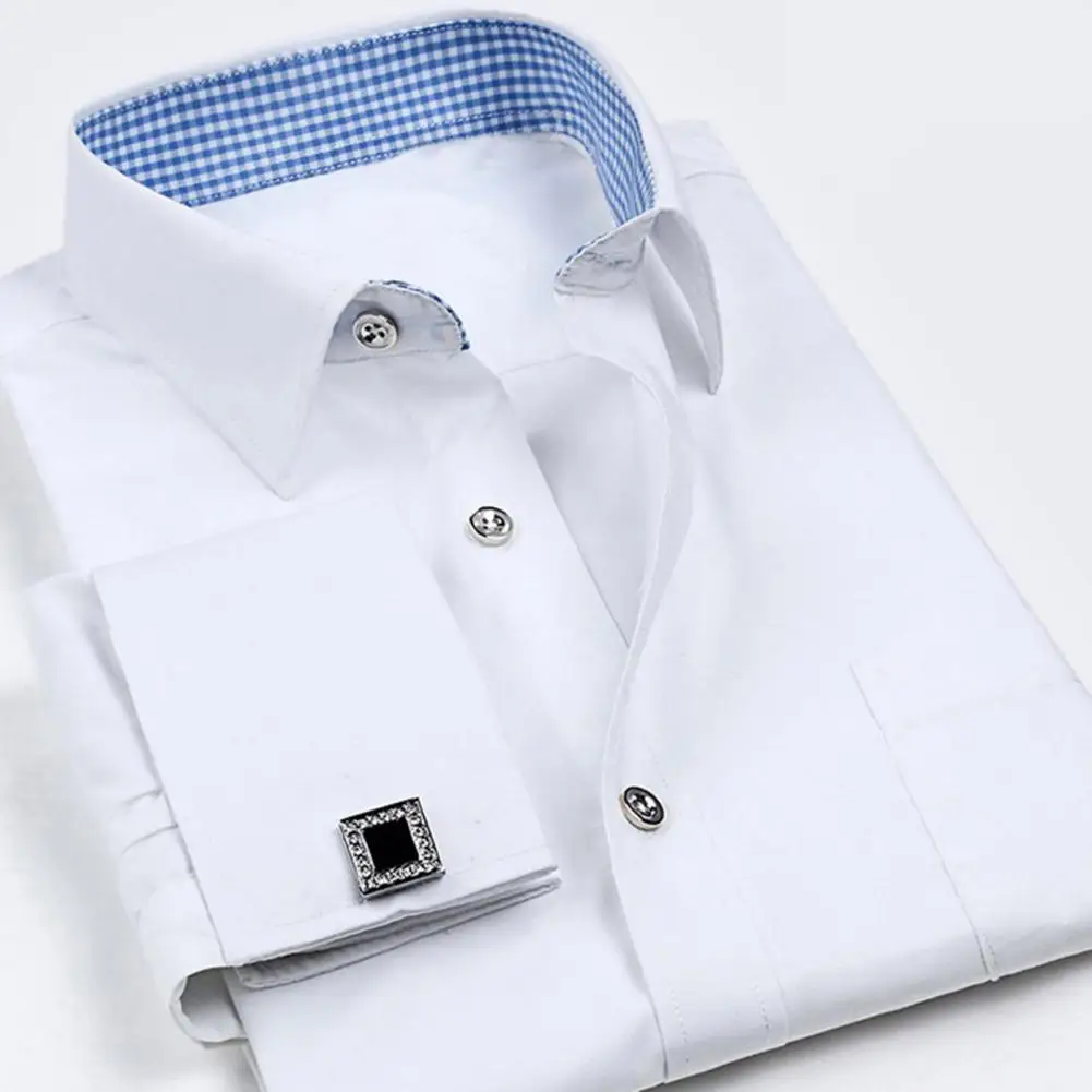 قميص خفيف الوزن على الطراز الفرنسي للرجال ، نمط العمل الرسمي ، ياقة مطوية لأسفل ، خيار مقاس كبير للمكتب