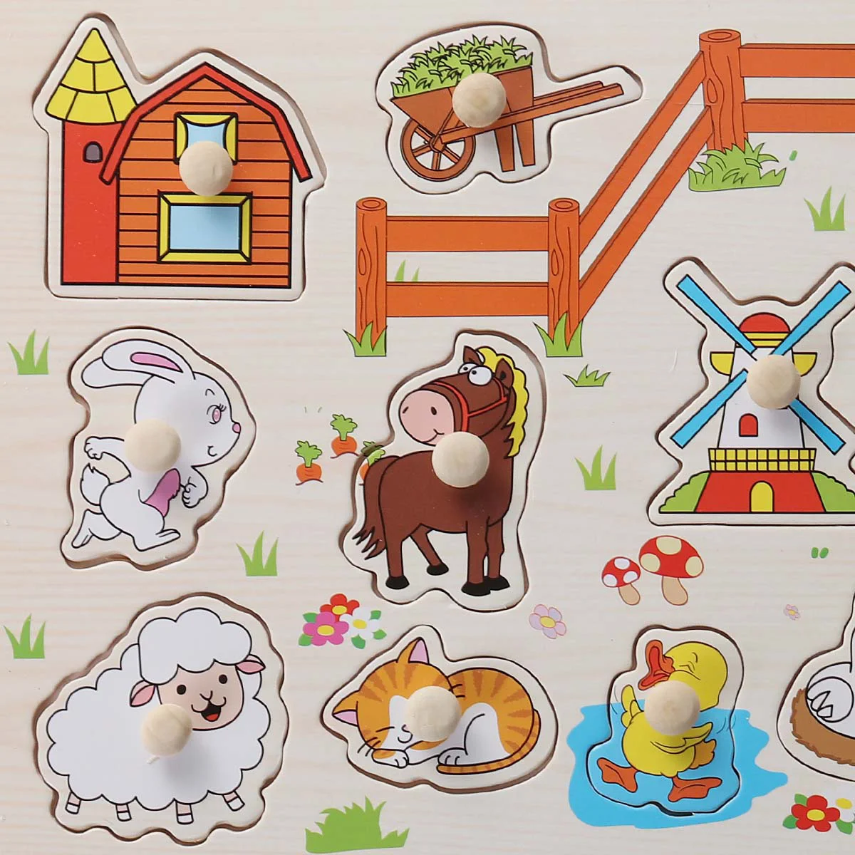 Kids Puzzles Wooden Jigsaw Cartoon Three-dimensional Animal for Toddlers Bamboo Child