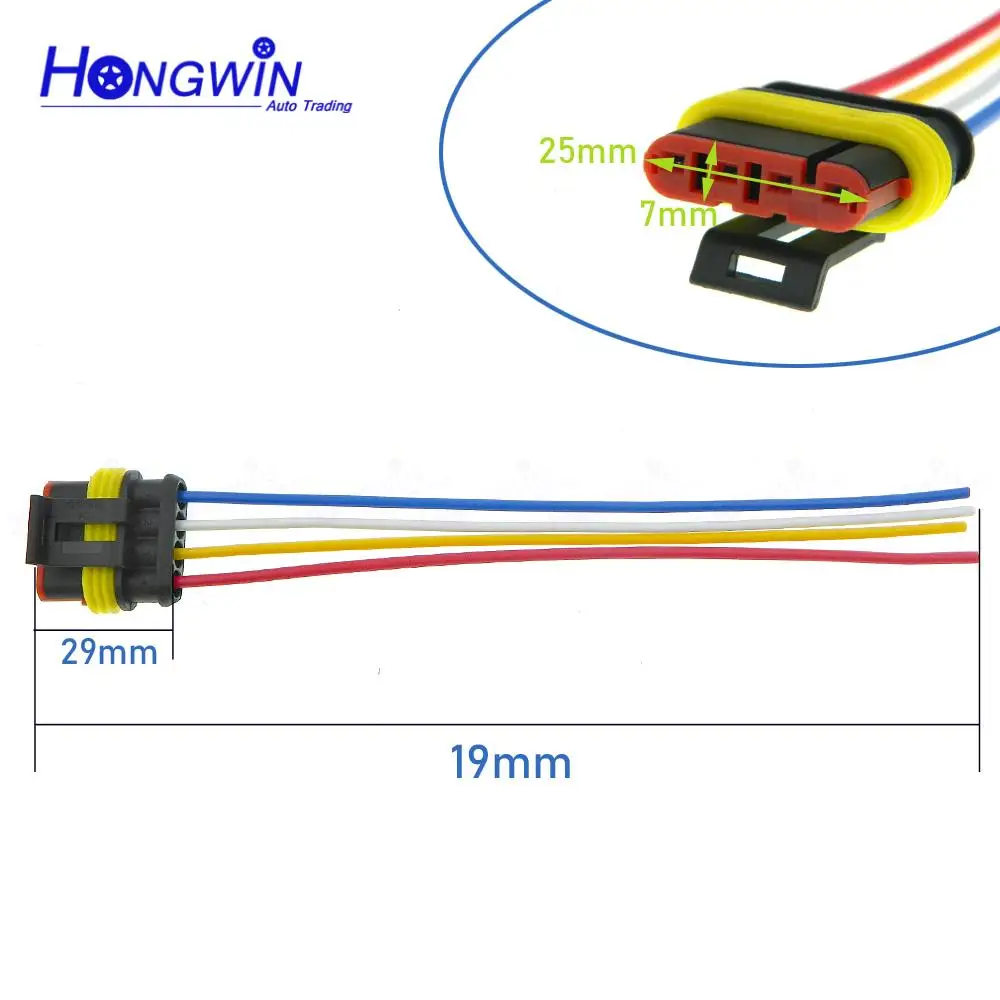 1 / 2 / 4 PCS 282088-1 4 Pin Car Waterproof Electrical Connector Plug with Wire 282106-1 For Chery QQME A1 M1