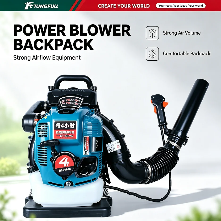 TUNGFULL Knapsack 4 Stroke Leaf Blower Heavy Duty Outdoor Cleaning Blower For Road Snow Removing Yard Debris Sand Clearing